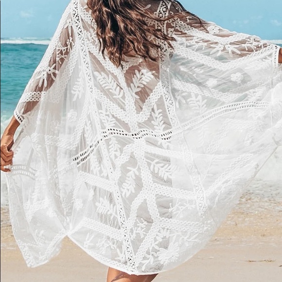 Cupshe Leafy Mesh Kimono Cover Up - Picture 2 of 2